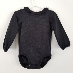H&M Girl's Black Sparkle Long Sleeve Onesie